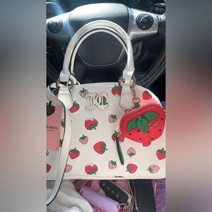 Juicy Couture White Strawberry Print Handbag